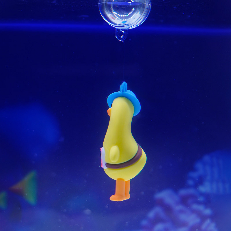 PVC Yellow Duck Ornament Manufacturer - New Popular Tilted Head Small Character Diver for Outdoor Fish Tank for Indoor Outdoor