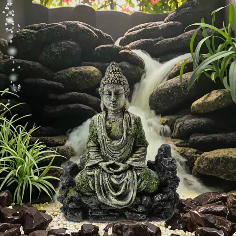 Buddha Statue Manufacturer - Fish Tank Ornament Rockery Water Grass Elegant Aquarium 16.5cm Resin Zen Landscape Decor GR1944