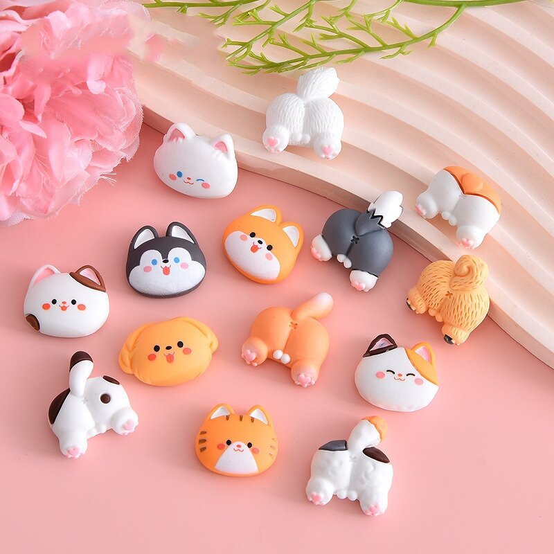 Resin Crafts Manufacturer - Micro Landscape Fun Cute Cartoon Cat Dog Head Butt Mini Ornament Garden Desktop Car Landscaping DIY