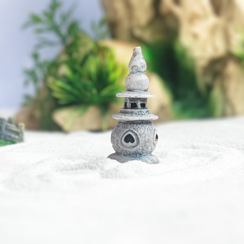Resin Pagoda Lamp Manufacturer - Small Stone Palace Antique Micro Landscape for Aquariums & Fish tank Landscape Decoration