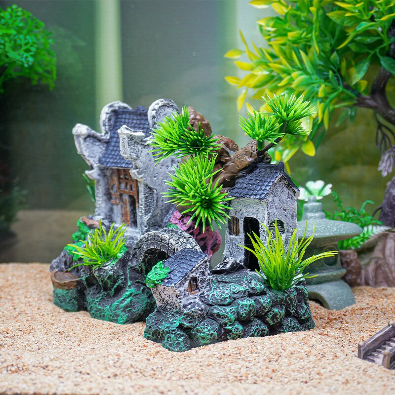 Landscaping Buildings Manufacturer - Hot Sale Factory Price Resin Chinese Style Jiangnan Hut Simulation Ancient for Aquarium