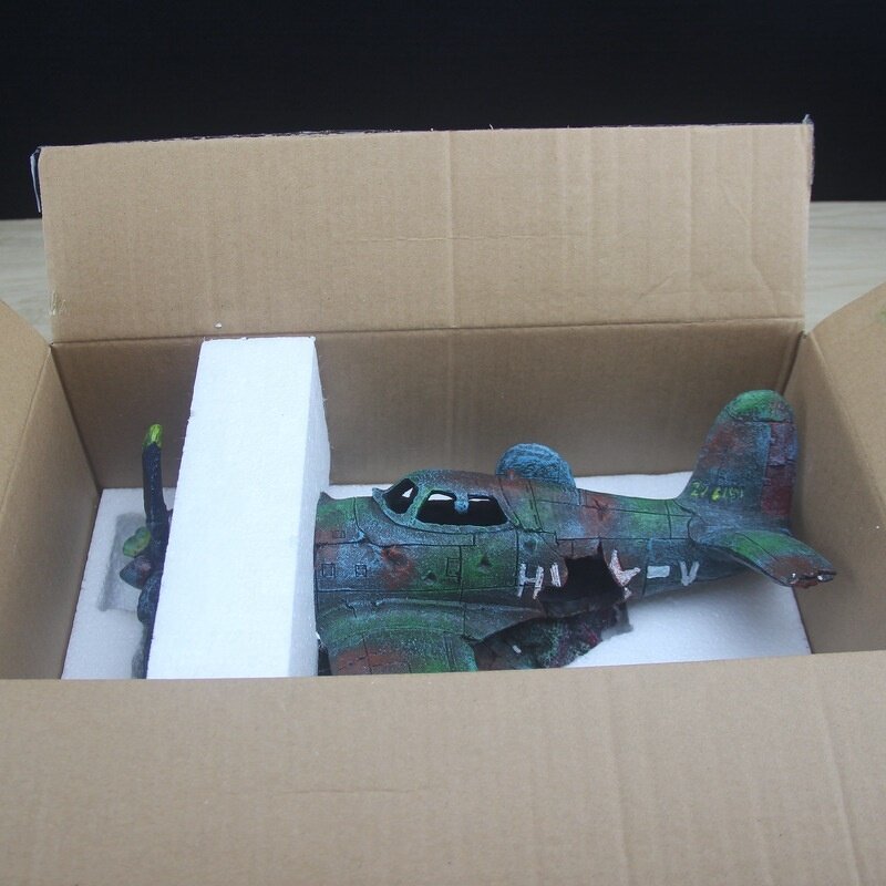 Battleship Shipwreck Ornament Manufacturer - Creative Fighter Aircraft Wreck Aquarium Landscaping Decoration Fish Tank Craft