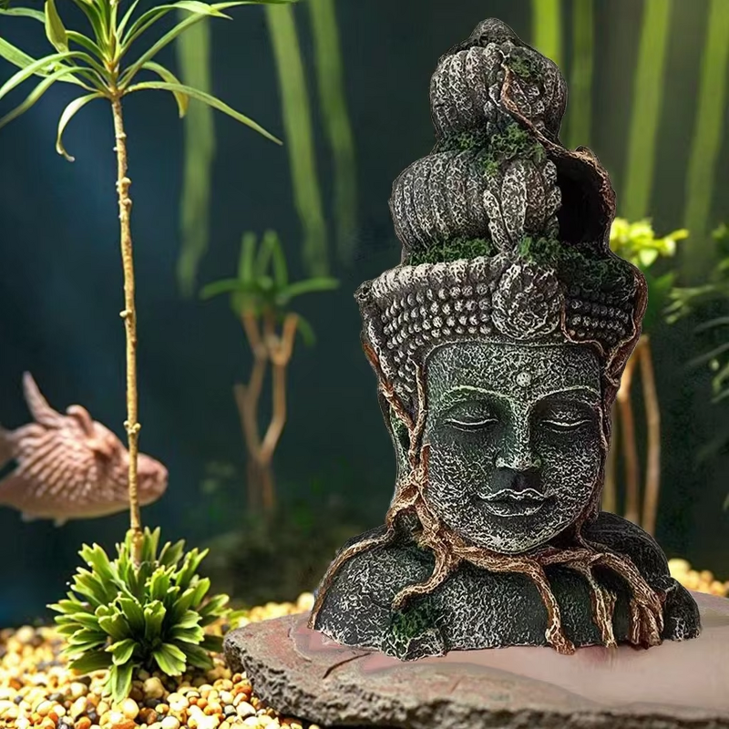 Buddha Statue Manufacturer - Customizable Fish Tank Ornament Rockery Water Grass Aquarium Resin Zen Micro Landscape Decor