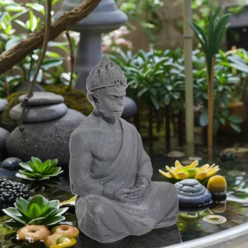 Buddha Statue Manufacturer - Customizable Fish Tank Ornament Rockery Water Grass Aquarium Resin Zen Micro Landscape Decor GR1314 Wukong