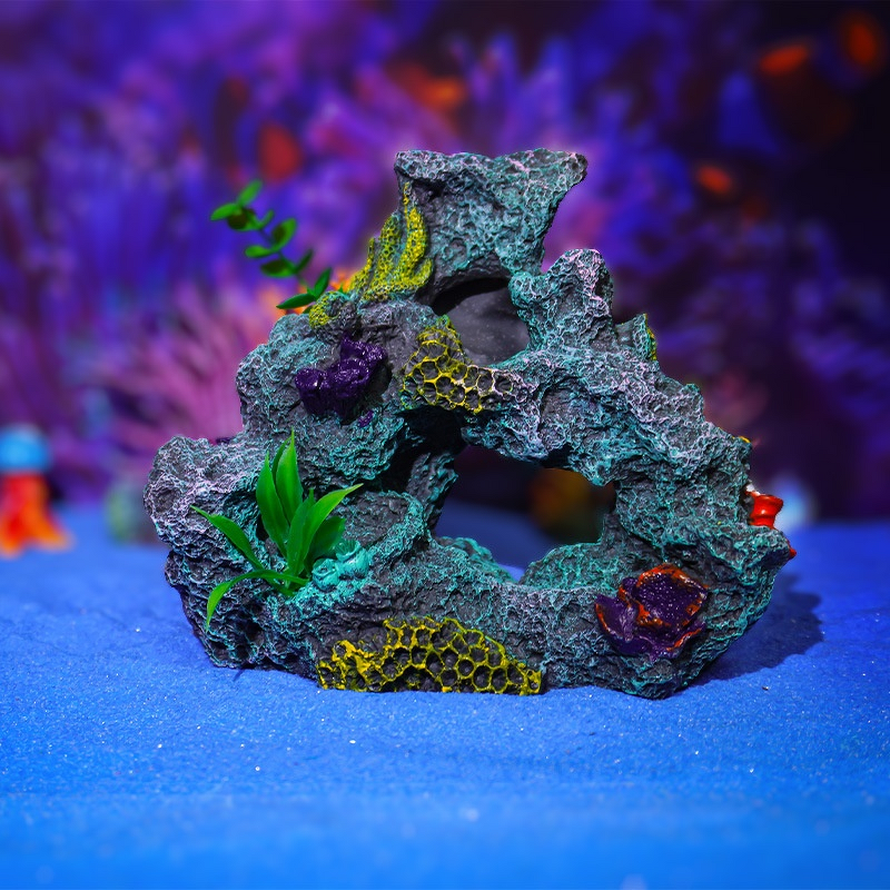 Coral Reef Ornaments Manufacturer - Hot Selling Resin Seabed Aquatic Plants Shelter House for Fish Tank Aquarium Decor