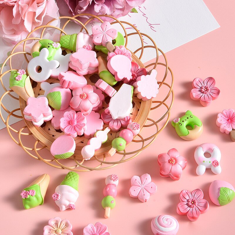Resin Crafts Manufacturer - Cartoon Cherry Blossom Macaron Series DIY for Cake Decoration Garden Home Car Desktop or Small