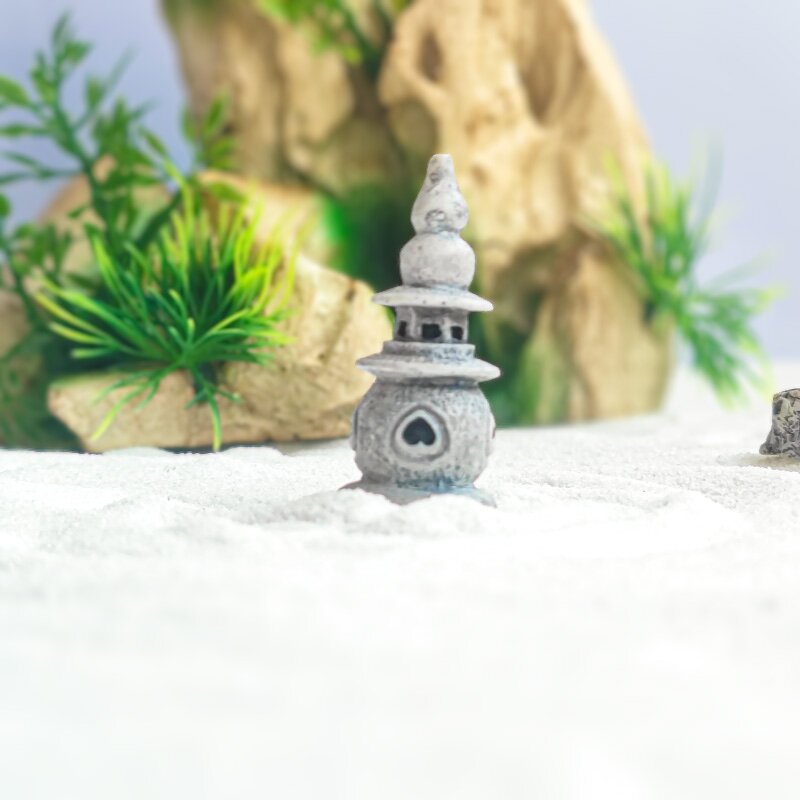 Resin Pagoda Lamp Manufacturer - Small Stone Palace Antique Micro Landscape for Aquariums & Fish tank Landscape Decoration