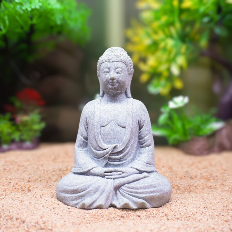Buddha Fish Tank Decoration Manufacturer - New Arrival Eco-Friendly Sandstone Plastic Crafts Ornament Aquarium Accessories