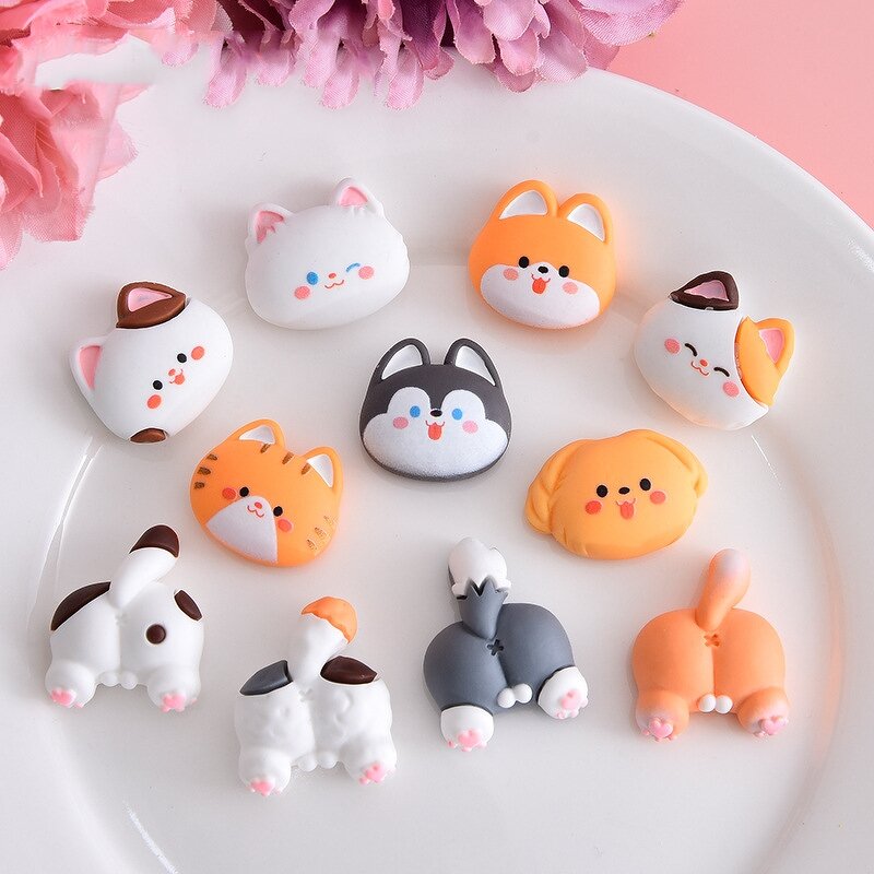 Resin Crafts Manufacturer - Micro Landscape Fun Cute Cartoon Cat Dog Head Butt Mini Ornament Garden Desktop Car Landscaping DIY
