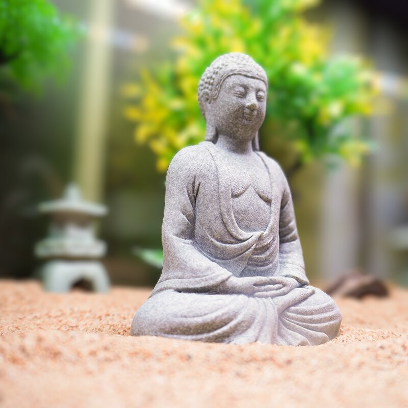 Buddha Fish Tank Decoration Manufacturer - New Arrival Eco-Friendly Sandstone Plastic Crafts Ornament Aquarium Accessories