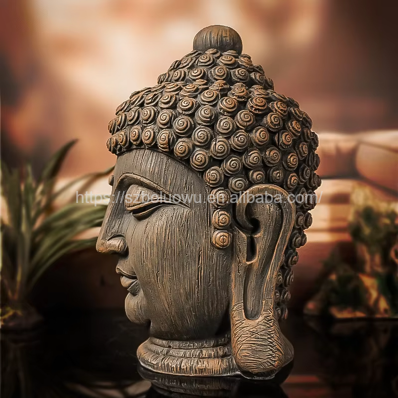 Buddha Head Statue Manufacturer - 31cmCustomize Resin Craft Southeast Asian Thailand Cambodia Myanmar Style for Restaurant or Home
