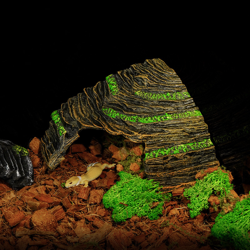 Resin Hideout Cave Manufacturer - Decorative for Reptiles & Amphibians Turtle Box with Basking & Climbing Platform Gecko Landscape