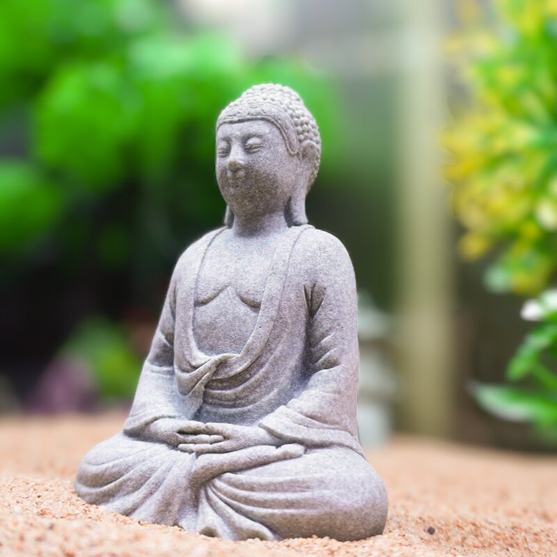 Buddha Fish Tank Decoration Manufacturer - New Arrival Eco-Friendly Sandstone Plastic Crafts Ornament Aquarium Accessories