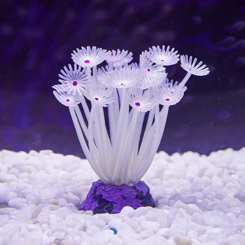 Anemone Silicone Aquarium Decor Manufacturer - Manufacturer Direct Sales Colorful Three-Pronged Simulated Coral for Fish Tank