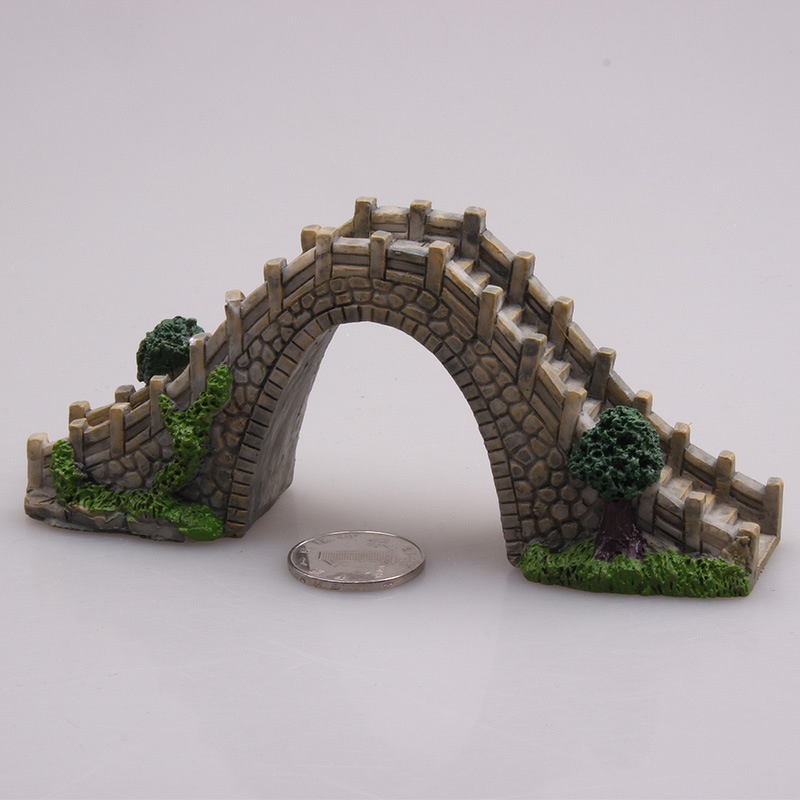 Glass Aquarium Decorations Manufacturer - 14cm Eco-Friendly Psychological Sand Table with Arch Bridge Building for Living Room Fish