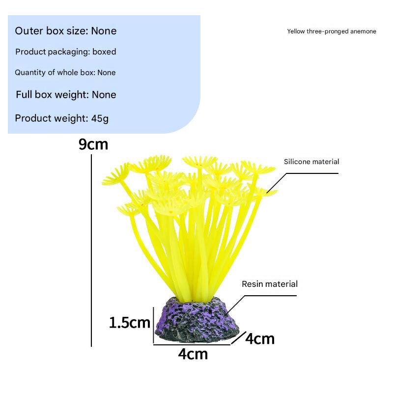 Anemone Silicone Aquarium Decor Manufacturer - Manufacturer Direct Sales Colorful Three-Pronged Simulated Coral for Fish Tank
