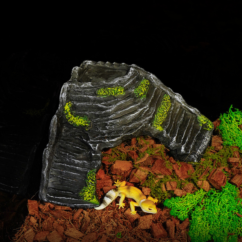 Resin Hideout Cave Manufacturer - Decorative for Reptiles & Amphibians Turtle Box with Basking & Climbing Platform Gecko Landscape