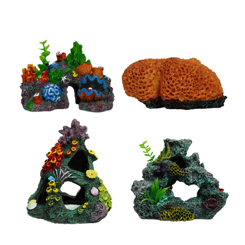 Coral Reef Ornaments Manufacturer - Hot Selling Resin Seabed Aquatic Plants Shelter House for Fish Tank Aquarium Decor