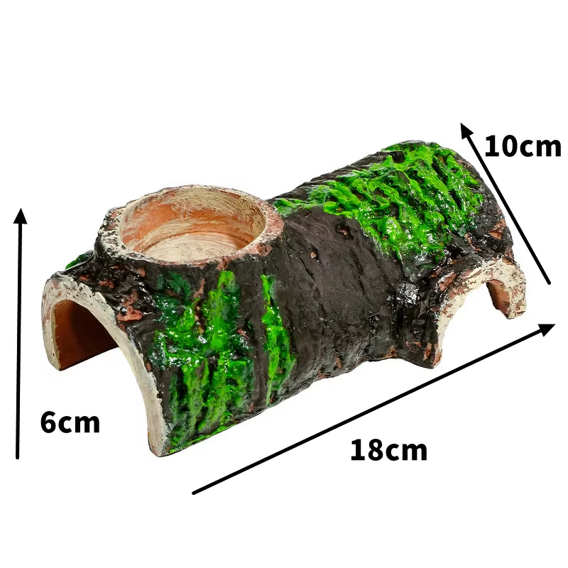 Bark Hideout Manufacturer - 18cm Simulated for Reptiles Gecko Lizard Turtle Basking Platform Drinking Feeding Bowl Dual-use Cave