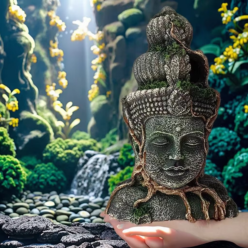 Buddha Statue Manufacturer - Customizable Fish Tank Ornament Rockery Water Grass Aquarium Resin Zen Micro Landscape Decor