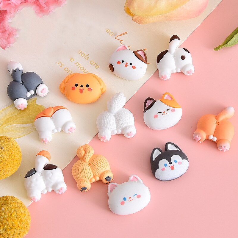 Resin Crafts Manufacturer - Micro Landscape Fun Cute Cartoon Cat Dog Head Butt Mini Ornament Garden Desktop Car Landscaping DIY