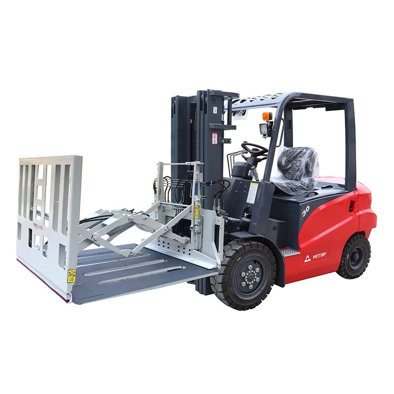 Forklift Attachment Manufacturer - HITOP Paper Roll Clamp Tyre Bale Clamp Drum Block Clamp Rotator Hinged Broke Handler
