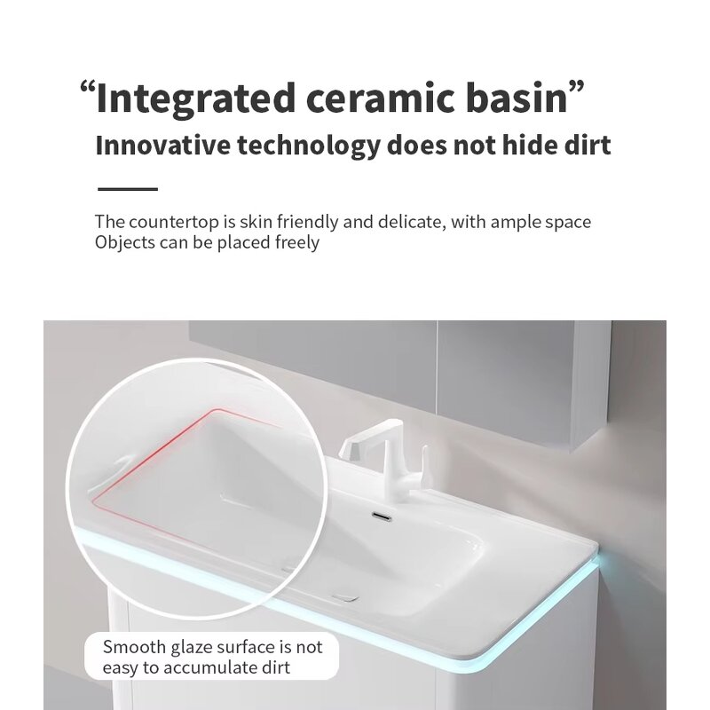Bathroom Vanity Manufacturer - Sintered Stone ultra Moden Cabinets Modern Floating Ceramic Integrated with Double Single Sink