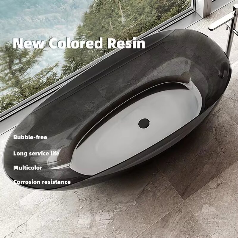 Freestanding Tub Manufacturer - Contemporary Oval Resin Acrylic Colourful Transparent Solid Surface Stone Walk in Shower