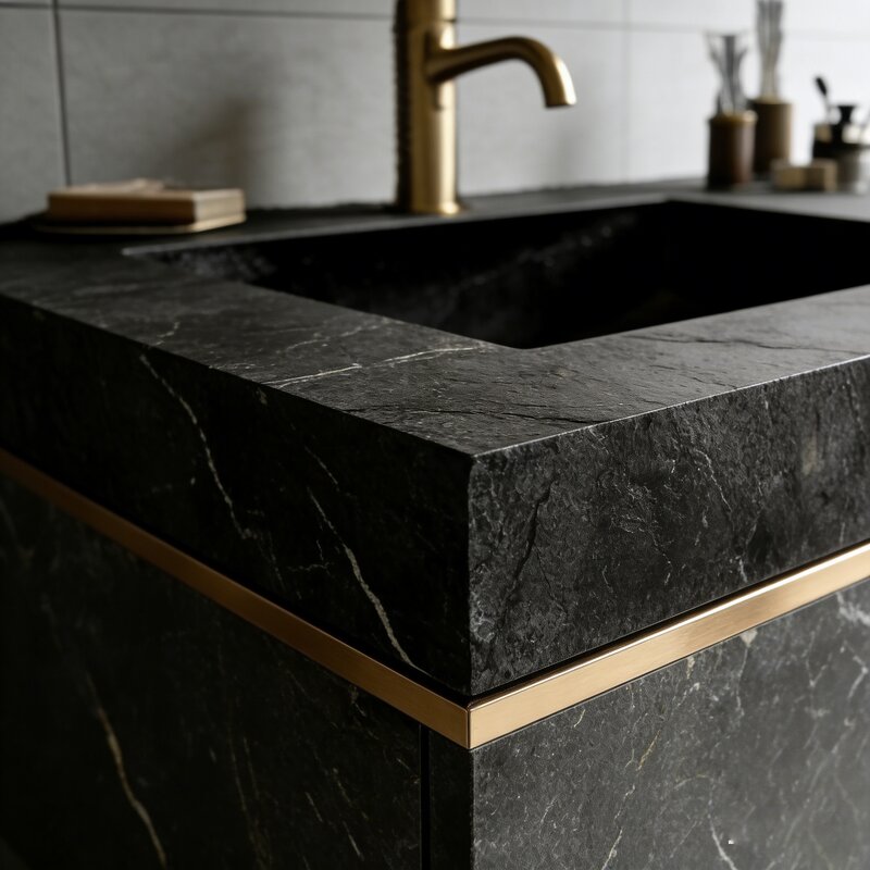 Bathroom Vanity Manufacturer - Black MDF Modern European Classic Wall-mounted Single Sink with LED Mirror Cabinet