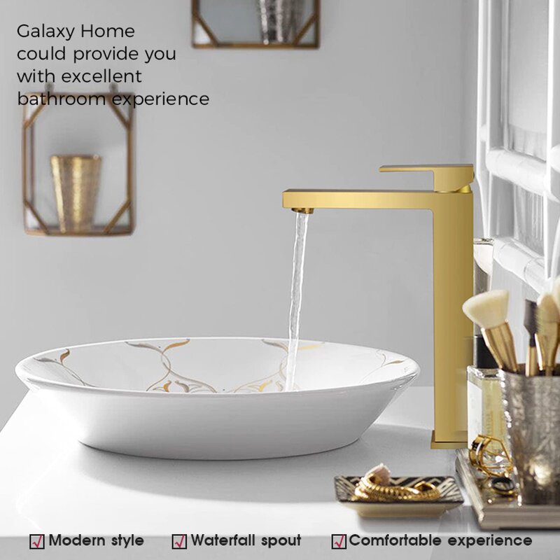 Vessel Sink Faucet Manufacturer - Brushed Gold Single Handle Lava Odoro Brass Single Hole Tall Bowl Sink