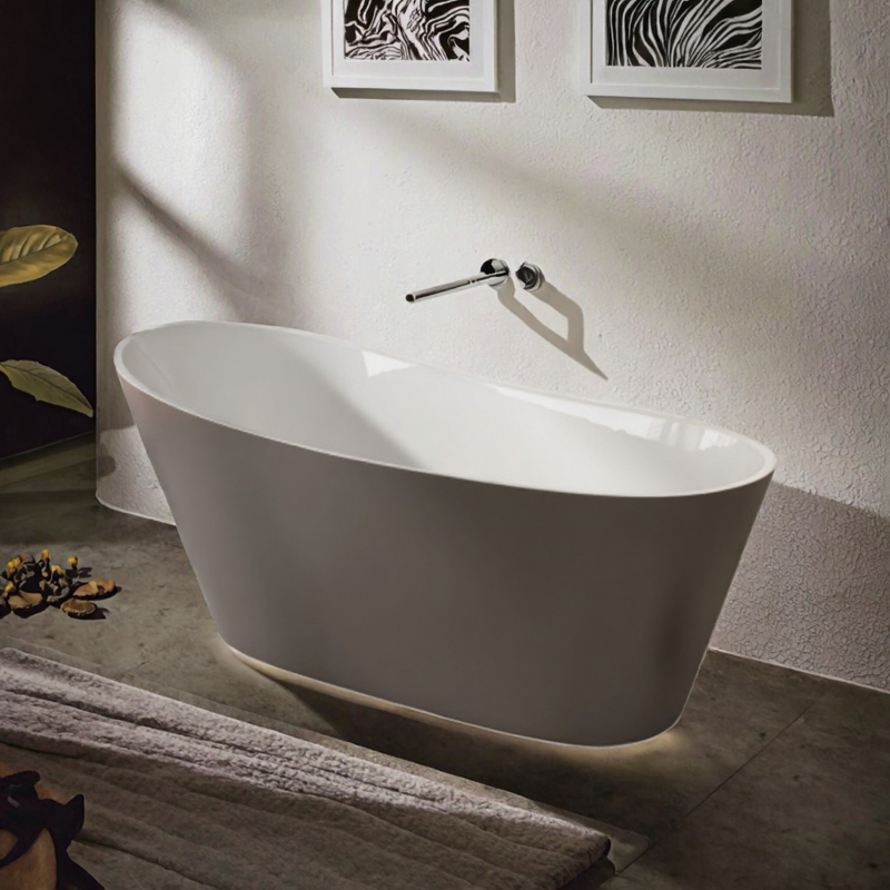 Freestanding Bathtub Manufacturer - Glossy Finishing With Drainer Oval Shape Bathroom Soaking