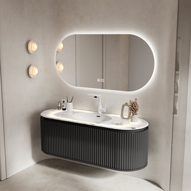 Bathroom Vanity Cabinets Manufacturer - Modern Marble Top Storage Sets Luxury Elegant Waterproof Washroom Furniture Basin