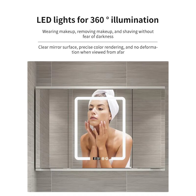 Bathroom Vanity Combo Manufacturer - Wholesale Modern Design Solid Wood Luxury Wall-Mounted with LED Touch Illuminate Mirror