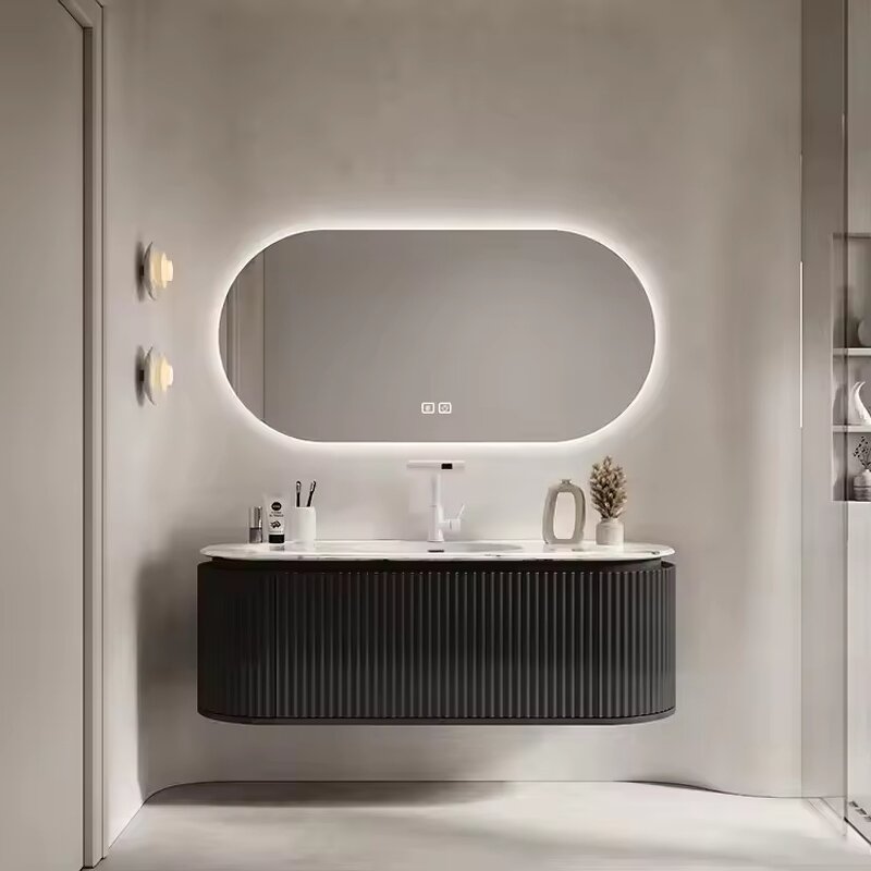 Bathroom Vanity Set Manufacturer - Hot Selling Washbasin Cabinet With Smart Lighted Mirror and Sintered Stone Sink