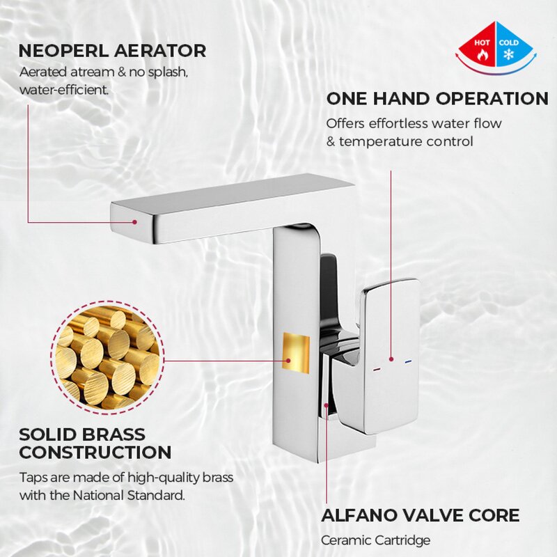 Basin Faucet Manufacturer - Modern Single-Hole Mount Stainless Steel Wall Deck Mounted Hot Cold Water Mixer Tap Single Handle Metered