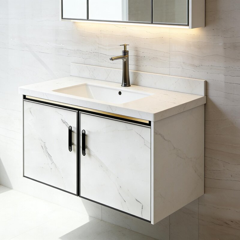 Bathroom Vanity Combo Manufacturer - Wholesale Modern Design Solid Wood Luxury Wall-Mounted with LED Touch Illuminate Mirror