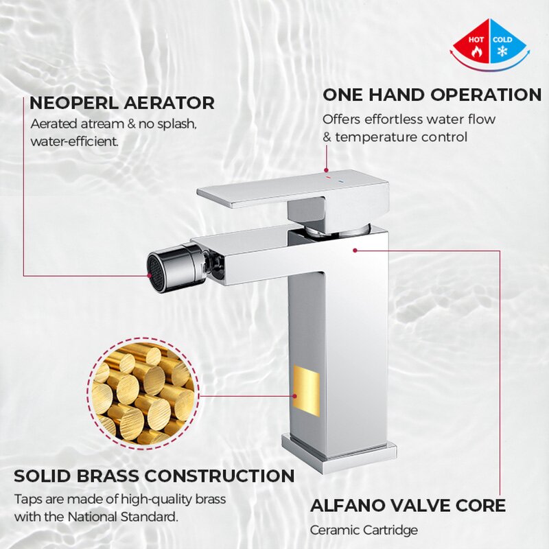 Basin Faucet Manufacturer - High Quality 304 Stainless Steel Single Handle Deck Mounted Mixer Tap with Hot and Cold Water