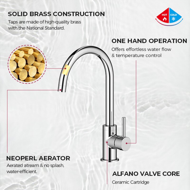 Kitchen Faucet Manufacturer - Single-Hole 304 Stainless Steel Modern Design Pull Down Sink with Hot and Cold Water Single Handle