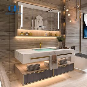 Bathroom Vanities Manufacturer - 2025 Luxury European Style Floating Cabinet with LED Mirror and Ceramic Basin for Apartments