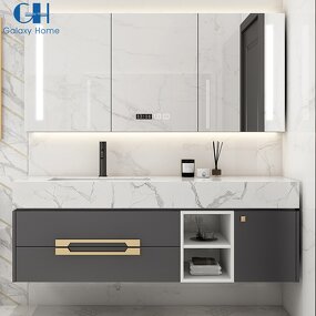 Bathroom Vanity Unit Manufacturer - Modern 600mm 51 Inch Marble Wall Hung with Mirror Gray for Modern Bathrooms