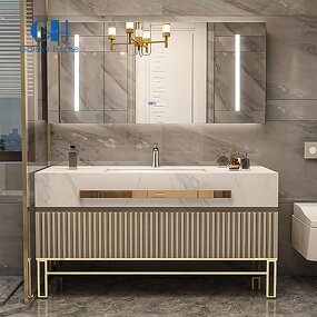 Bathroom Vanities Manufacturer - OEM Luxury European Style Industrial Vanity Set Cabinet With Bathroom Hotel