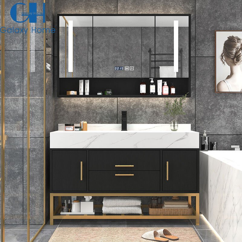 Vanity Cabinet Manufacturer - American Style Wholesale Bathroom Furniture 36 in Solid Wood With Sink and LED Mirror