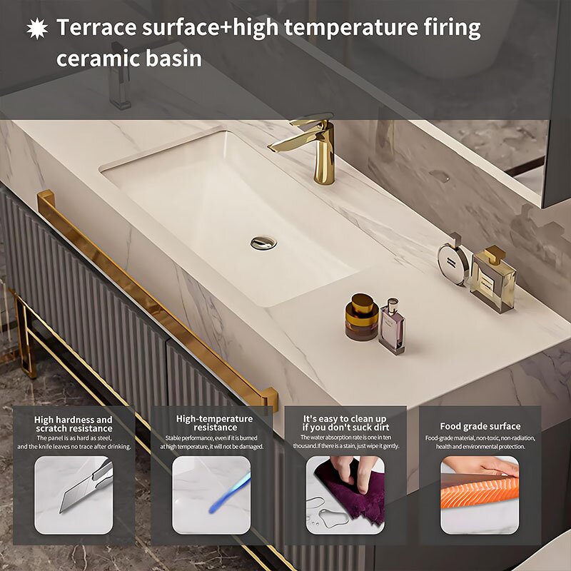 Bathroom Vanities Manufacturer - OEM Luxury European Style Industrial Vanity Set Cabinet With Bathroom Hotel