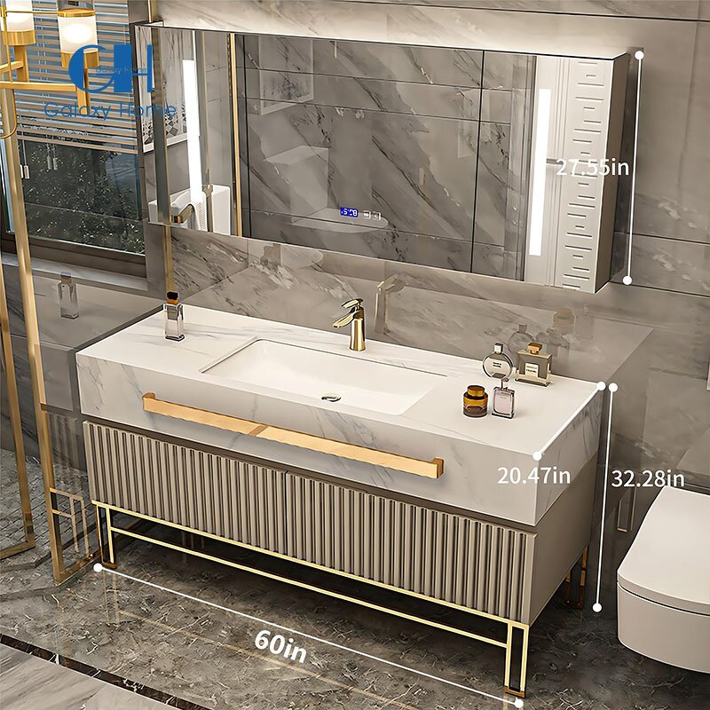 Bathroom Vanities Manufacturer - OEM Luxury European Style Industrial Vanity Set Cabinet With Bathroom Hotel