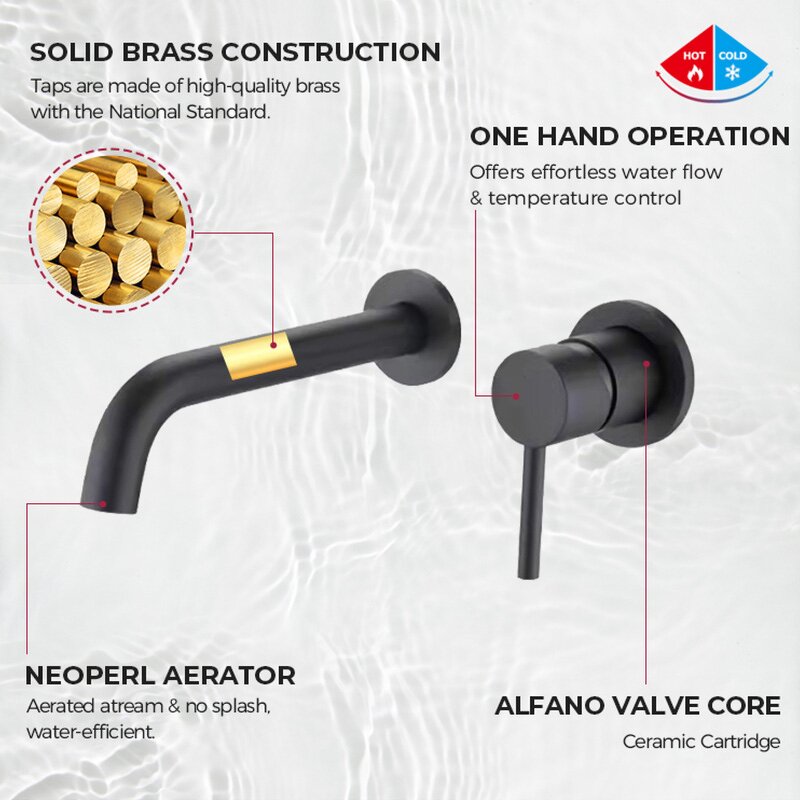 Basin Mixer Tap Manufacturer - Matte Black Stainless Steel Wall-Mounted with Single-Handle Hot/Cold Water Control