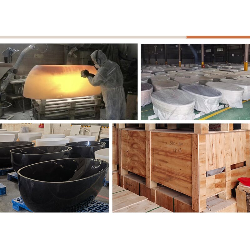 Solid Surface Resin Bathtub Manufacturer - Hot Sale Modern Black New Design Large Artificial Stone Freestanding for Bathroom