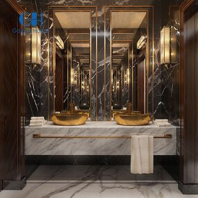 Bathroom Vanity Cabinets Manufacturer - Luxury with Single/Double Sinks & Mirror for Hotel Commercial Furniture