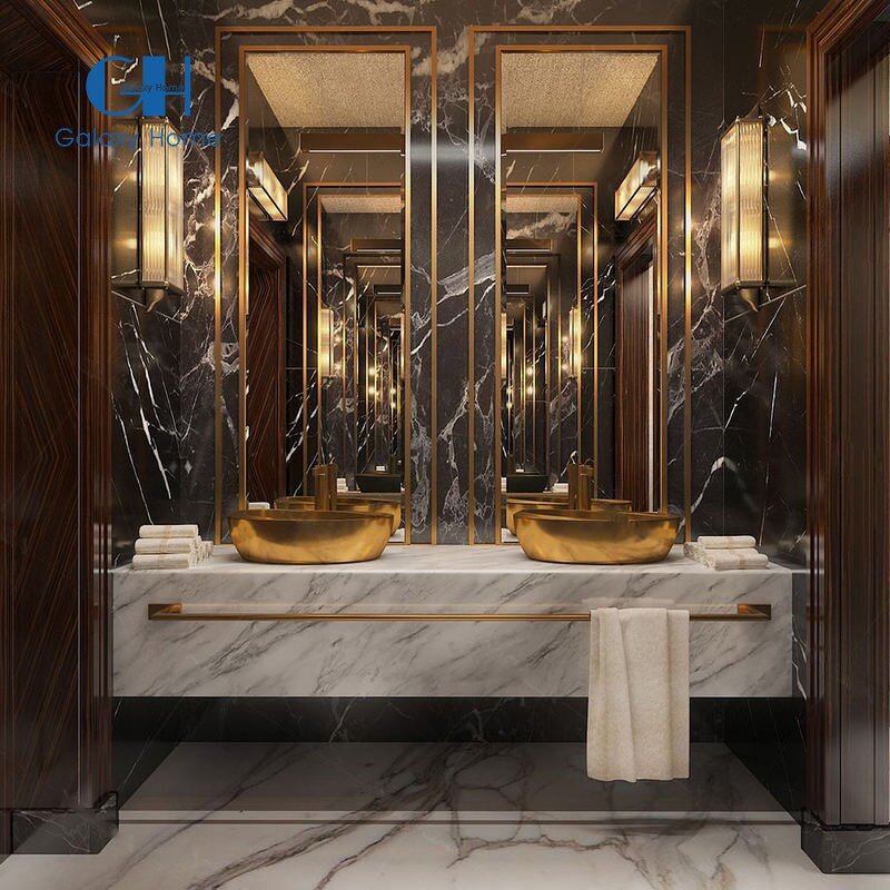 Bathroom Vanity Cabinets Manufacturer - Luxury with Single/Double Sinks & Mirror for Hotel Commercial Furniture