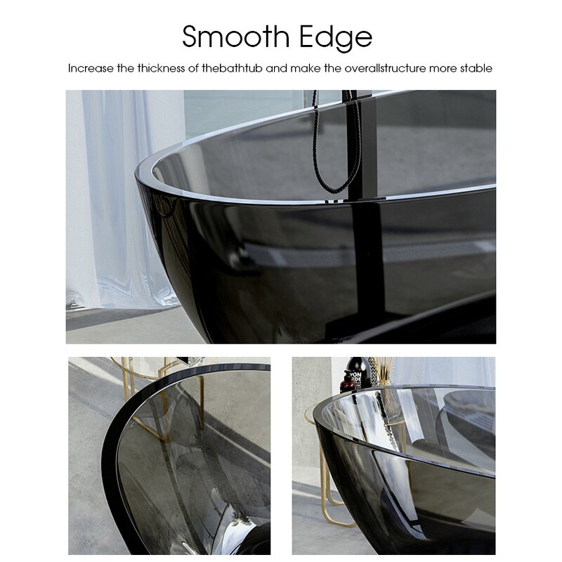 Walk-in Tub Manufacturer - Contemporary Oval Transparent Acrylic Stone Hotel Project Solid Surface Resin Shower Combination Freestanding