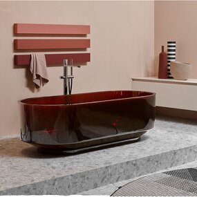 Freestanding Tub Manufacturer - Contemporary Oval Resin Acrylic Colourful Transparent Solid Surface Stone Walk in Shower
